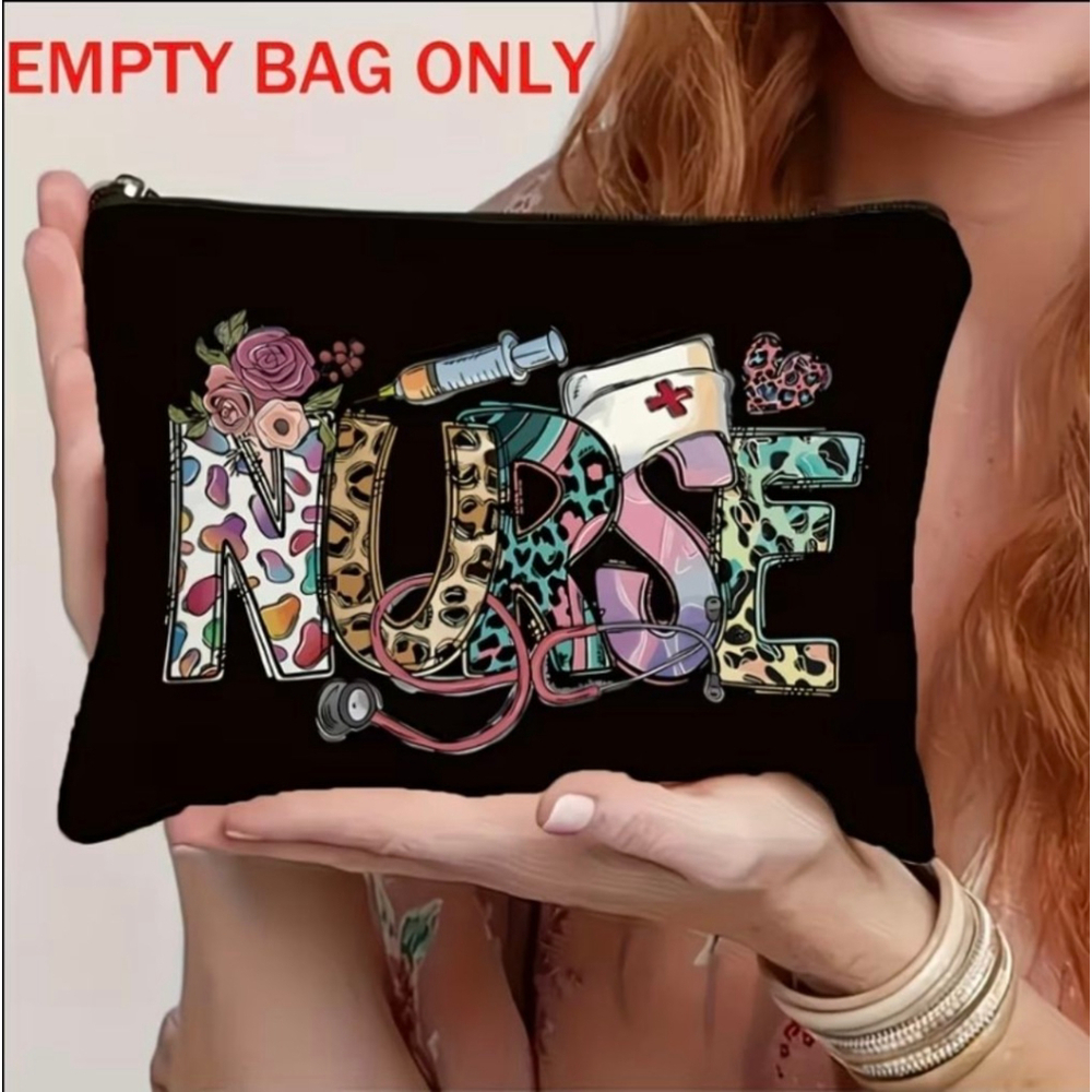 Women's Nurse Graphic Cosmetic Bag One Size Black Multi-color